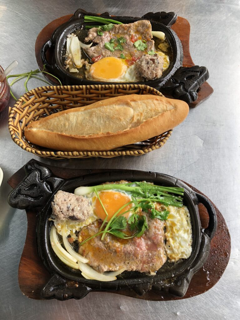 Local food from Da Nang Vietnam, Bò Né (steak and eggs)