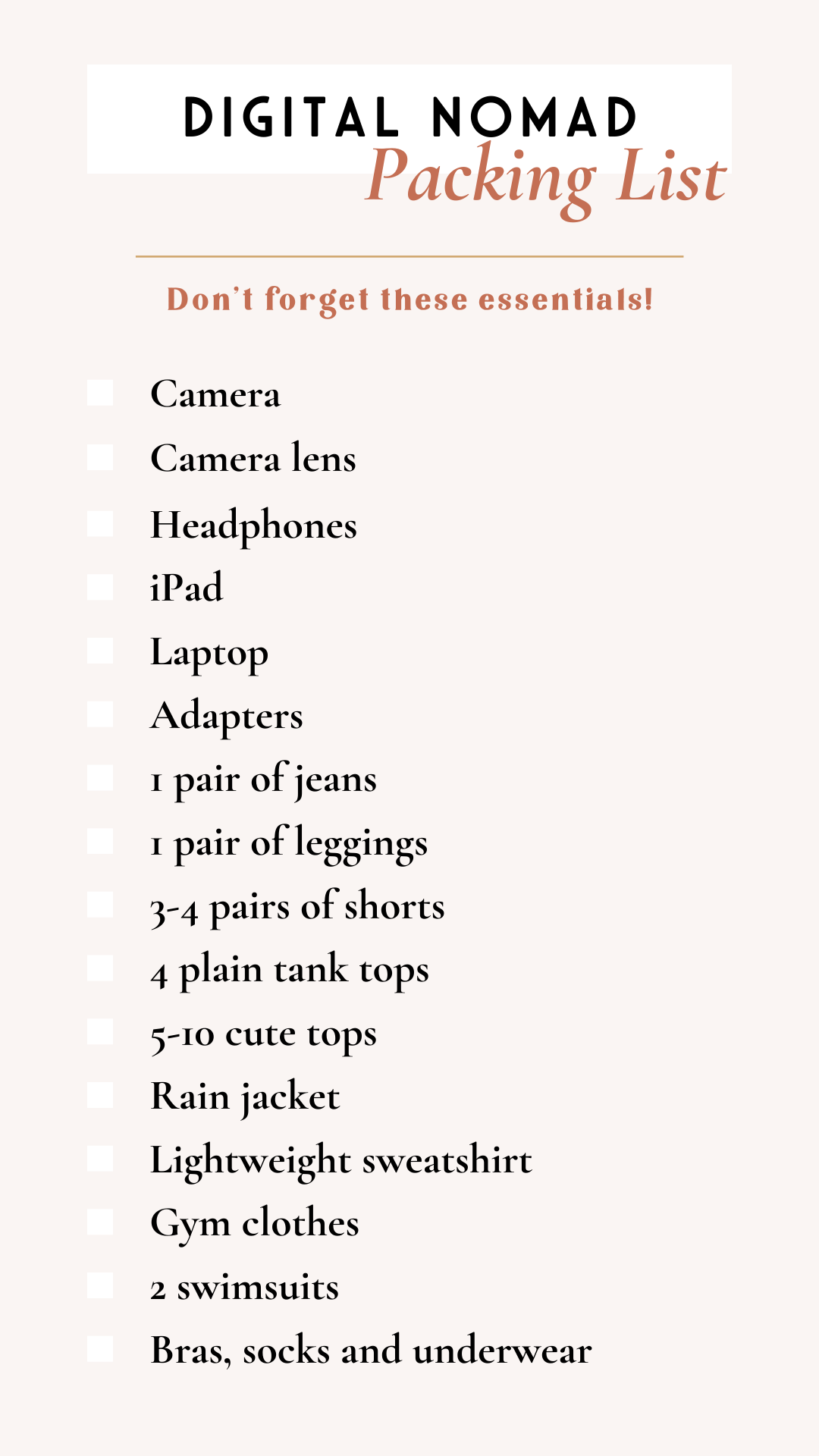 The Ultimate Digital Nomad Packing List for Women Laptop Lifestyle Co