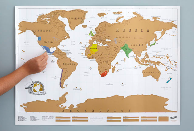 gifts for travel lovers, gifts for travelers - scratch map